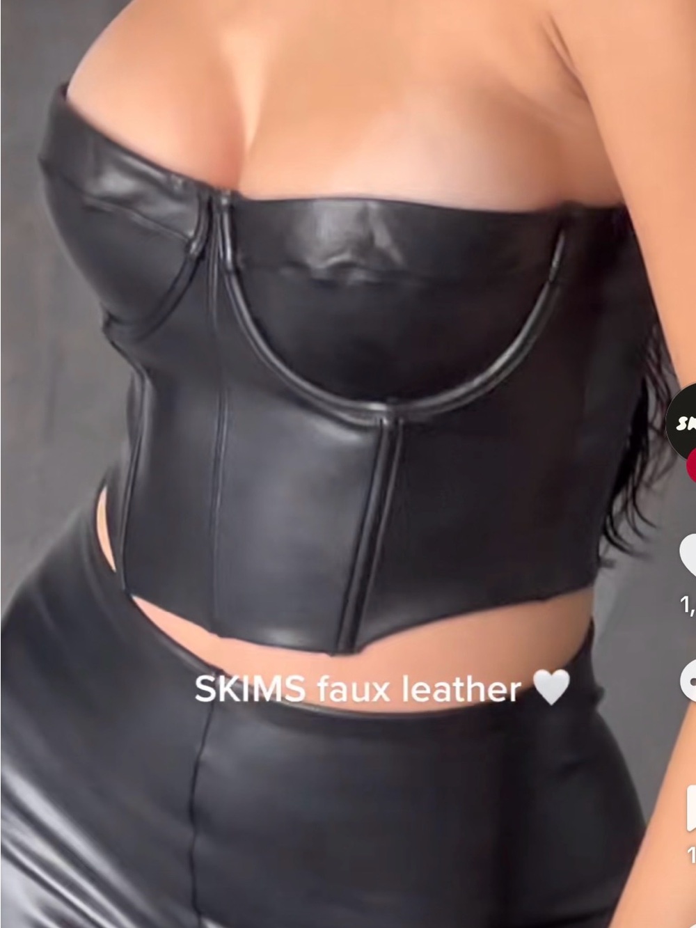 SKIMS Black Faux Leather Corset